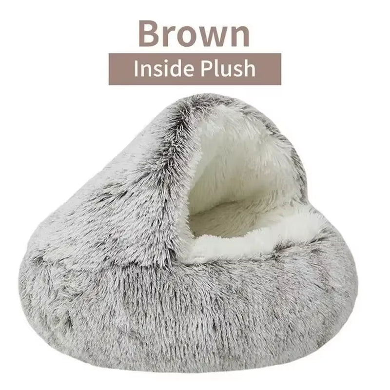 Soft Plush round Cat Bed Pet Mattress Warm Comfortable Basket Cat Dog 2 in 1 Sleeping Bag Nest for Small Dogs