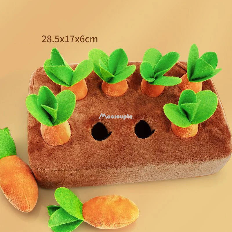 Dog Carrot Plush Toy Interactive Dog Toys Plush Puzzle Toys 2 in 1 Non-Slip Nosework Feed Games for Aggressive Chewers Pet